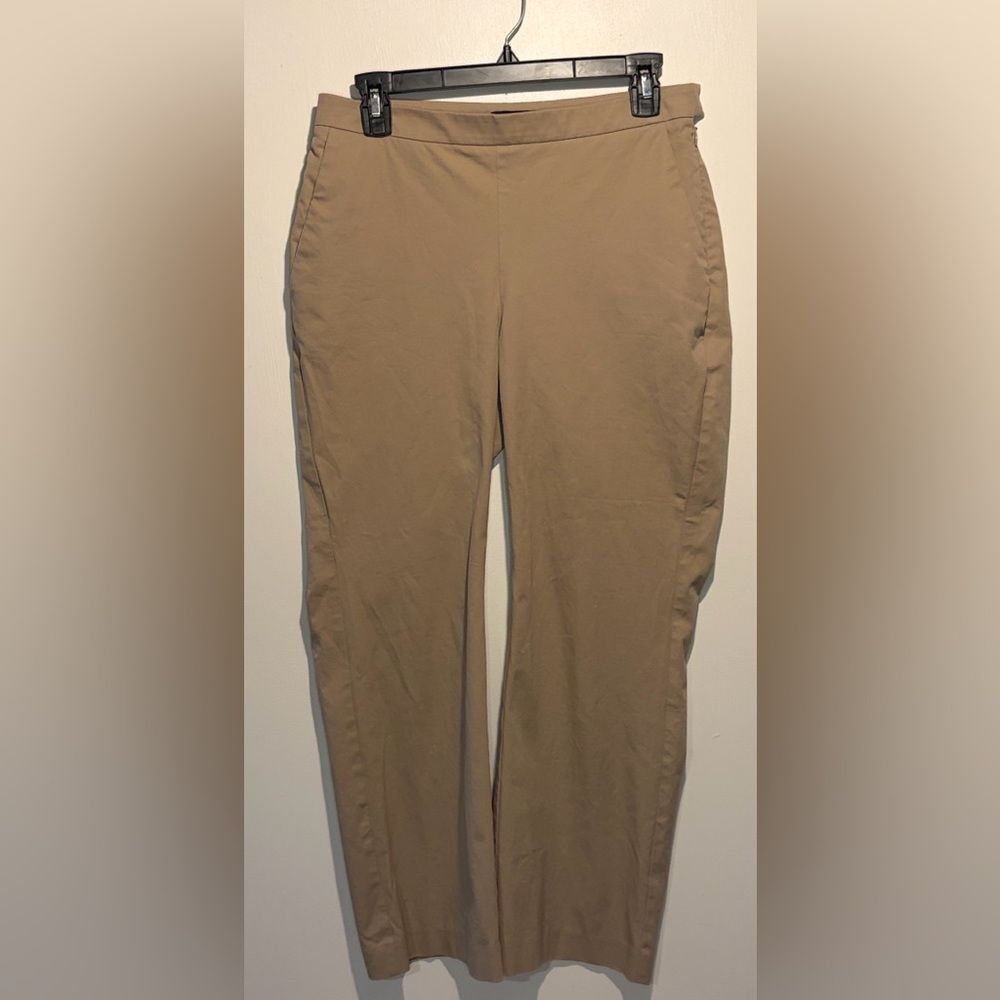 Eileen Fisher Tan Organic Cotton Straight Leg Dress Work Pants Pull On Size 4
